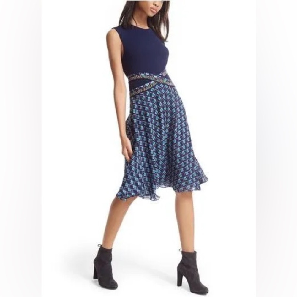 Diane Von Furstenberg Rosalie Dress Midnight Wired Size 6 NWT
